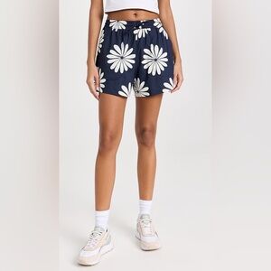 A Pair  of Outdoor Voices Solarcool shorts in a navy floral pattern NWT